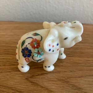 Decorative Elephant Figurine with Floral Accents